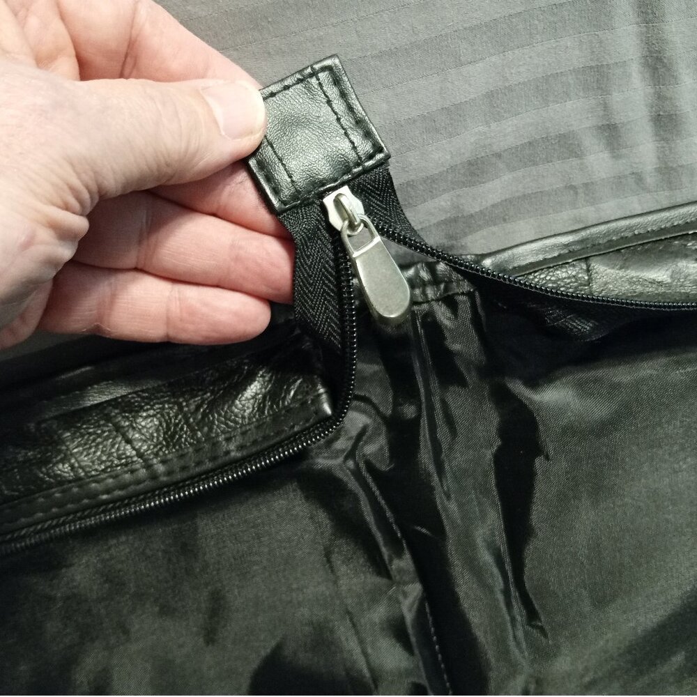 Patchwork Leather Garment Bag With Embroidered Da… - image 8